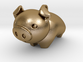 Cute Piggy in Polished Gold Steel