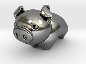 Cute Piggy in Polished Silver