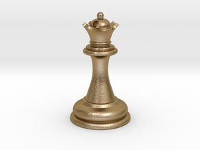 Chess Queen in Polished Gold Steel