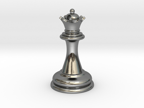 Chess Queen in Fine Detail Polished Silver
