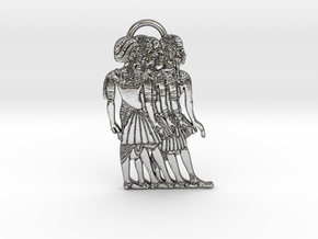 Ancient Nubian Women Pendant in Polished Silver