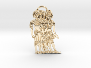 Ancient Nubian Women Pendant in 14K Yellow Gold