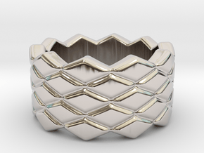Rhombus Ring 20 – Italian Size 20 in Rhodium Plated Brass