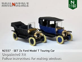 SET 2x Ford Model T (N 1:160) in Gray Fine Detail Plastic