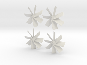 Four Propellers Left & Right 7-Blade and Left & Ri in White Natural Versatile Plastic