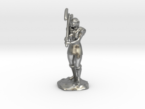 Female Half Orc Barbarian with Axe in Natural Silver