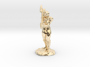 Female Half Orc Barbarian with Axe in 14k Gold Plated Brass