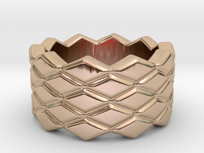 Rhombus Ring 30 – Italian Size 30 in 14k Rose Gold Plated Brass