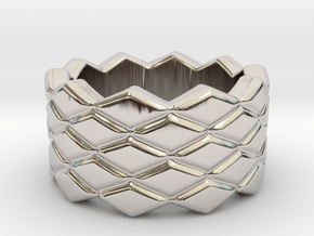 Rhombus Ring 30 – Italian Size 30 in Rhodium Plated Brass