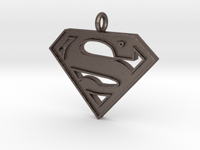 Superman Necklace in Polished Bronzed Silver Steel