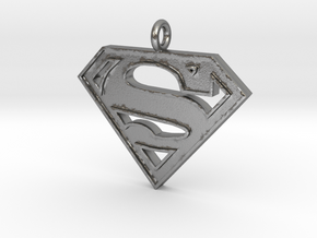 Superman Necklace in Natural Silver