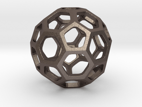 Truncated Icosahedron pendant in Polished Bronzed Silver Steel