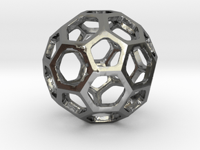 Truncated Icosahedron pendant in Polished Silver
