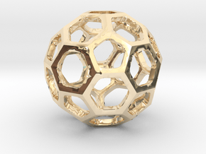 Truncated Icosahedron pendant in 14k Gold Plated Brass