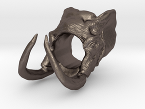 Elephant Ring Size 7 in Polished Bronzed Silver Steel