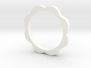 Flower Power Ring S/M 17mm in White Processed Versatile Plastic