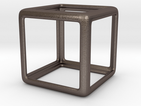 smooth cube in Polished Bronzed Silver Steel