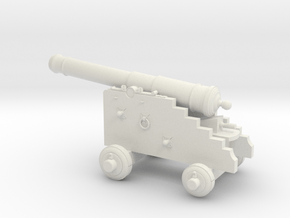 18th Century 6# Cannon-Naval Carriage 1/24 in White Natural Versatile Plastic