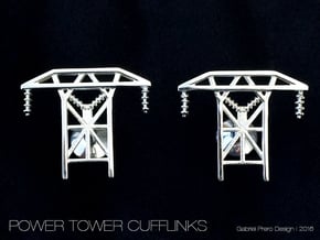Power Tower Cufflinks in Polished Silver