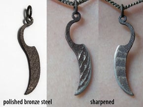 Woman's Knife 1 Pendant in Polished Bronze Steel