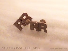 Monogram Cufflinks RR in Polished Bronzed Silver Steel