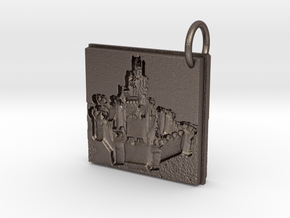 Enchanted Storybook Castles Keychain in Polished Bronzed Silver Steel