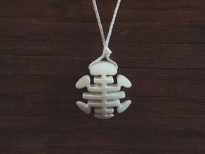 Abstract Turtle Pendant in White Natural Versatile Plastic