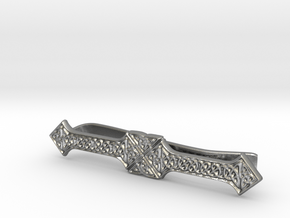 Celtic pattern tie clip #2 in Natural Silver