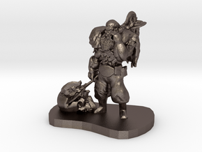 Barbarian Warrior Figurine in Polished Bronzed Silver Steel