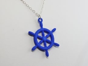 Nautical Steering Wheel Pendant in Blue Processed Versatile Plastic