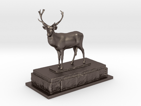 Stag on plinth comedy in Polished Bronzed Silver Steel