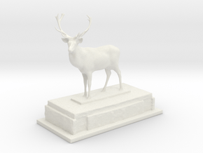 Stag on plinth  in White Natural Versatile Plastic
