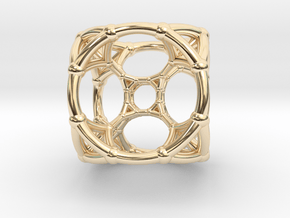0500 Stereographic Trancated Polychora 5-cell in 14k Gold Plated Brass