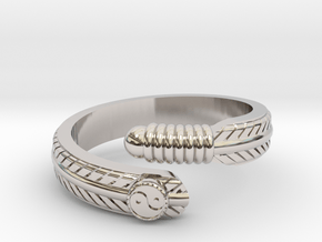 Feather ring in Rhodium Plated Brass