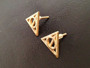 Harry Potter Earrings Deathly Hallows Studs in Polished Bronzed Silver Steel