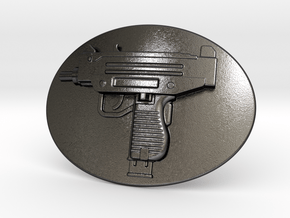 Mini Uzi Belt Buckle in Polished and Bronzed Black Steel