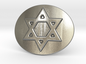 Star Of David Belt Buckle in Natural Silver