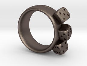 Ring Würfel/Dice 01, 19mm in Polished Bronzed Silver Steel