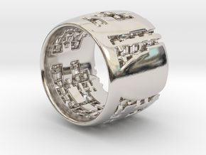Menger Matrix Turbine Ring 21mm in Rhodium Plated Brass