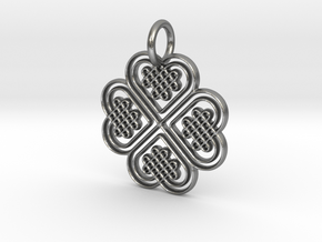 Four Leaf Clover Pendant in Natural Silver