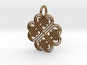 Four Leaf Clover Pendant in Natural Brass
