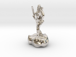 Male Halfling Bard With Rapier and Lutebow in Rhodium Plated Brass