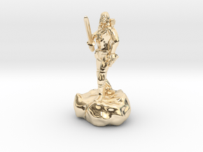 Male Halfling Bard With Rapier and Lutebow in 14k Gold Plated Brass