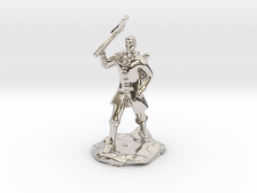 Human Ranger With Axe in Rhodium Plated Brass