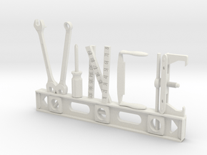 Vince Nametag with Posts in White Natural Versatile Plastic