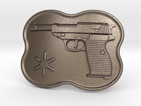 Walther P38 Belt Buckle in Polished Bronzed Silver Steel