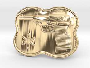 Walther P38 Belt Buckle in 14k Gold Plated Brass