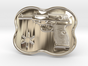 Walther P38 Belt Buckle in Rhodium Plated Brass