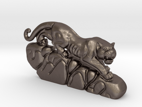 Hunting Leopard in Polished Bronzed Silver Steel