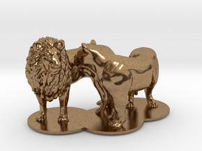 African Lion & Lioness in Natural Brass